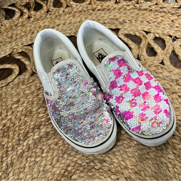 Vans Classic Slip with Flipping Sequin silver to Pink/white checkerboard style 2 - Picture 3 of 7